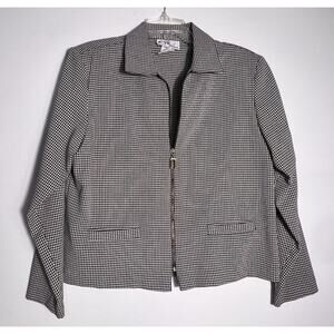 Willi of California Vintage 80s Black White Checkered Zip up Light Jacket medium